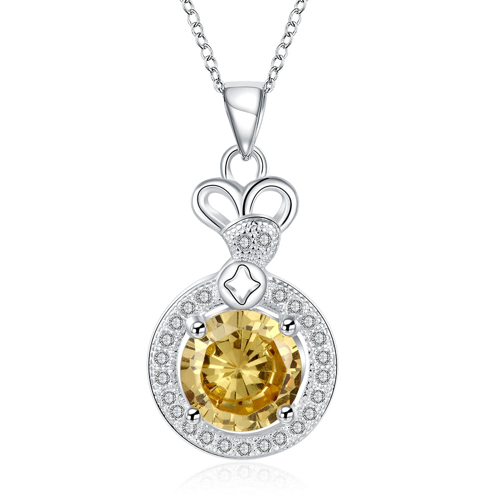 Citrine Yellow Necklace in 18K White Gold Plated, Necklace, Golden NYC Jewelry, Golden NYC Jewelry  jewelryjewelry deals, swarovski crystal jewelry, groupon jewelry,, jewelry for mom,