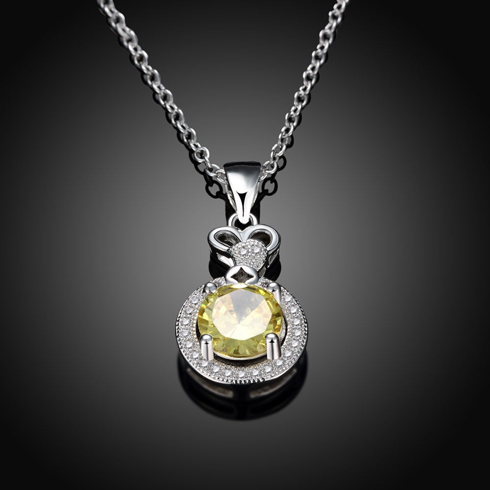 Citrine Yellow Necklace in 18K White Gold Plated, Necklace, Golden NYC Jewelry, Golden NYC Jewelry jewelryjewelry deals, swarovski crystal jewelry, groupon jewelry,, jewelry for mom,