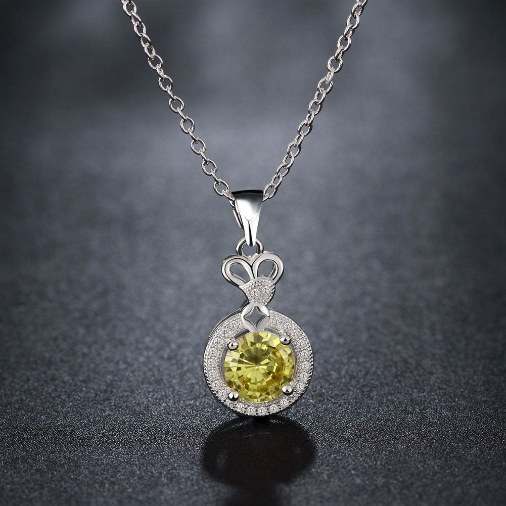 Citrine Yellow Necklace in 18K White Gold Plated, Necklace, Golden NYC Jewelry, Golden NYC Jewelry jewelryjewelry deals, swarovski crystal jewelry, groupon jewelry,, jewelry for mom,