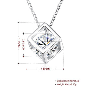 Rubix Cubed Necklace in 18K White Gold Plated