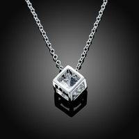 Rubix Cubed Necklace in 18K White Gold Plated