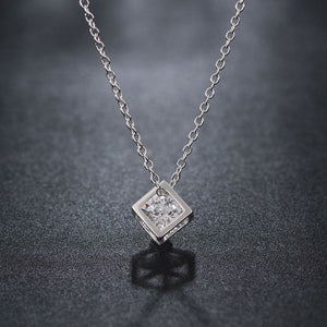Rubix Cube Austrian Elements Necklace in 18K White Gold