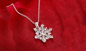 18K White Gold Plated Swarovski Elements Snowflake Necklace, , Golden NYC Jewelry, Golden NYC Jewelry  jewelryjewelry deals, swarovski crystal jewelry, groupon jewelry,, jewelry for mom,