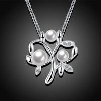 Triple Fresh Water Pearl Necklace in 18K White Gold Plated