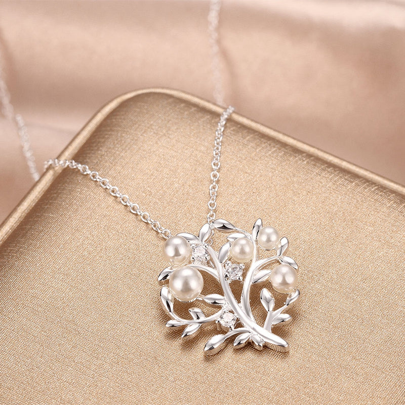 My Family Fresh Water Pearl Necklace in 18K White Gold Plated