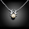 Natural Pearl Reindeer Necklace in 18K White Gold Plated