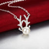 Natural Pearl Reindeer Necklace in 18K White Gold Plated