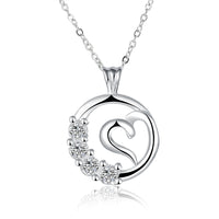 Curved Heart Pendant Swarovski Elements Necklace in 18K White Gold, Necklaces, Golden NYC Jewelry, Golden NYC Jewelry jewelryjewelry deals, swarovski crystal jewelry, groupon jewelry,, jewelry for mom,