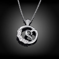 Curved Heart Pendant Swarovski Elements Necklace in 18K White Gold, Necklaces, Golden NYC Jewelry, Golden NYC Jewelry jewelryjewelry deals, swarovski crystal jewelry, groupon jewelry,, jewelry for mom,