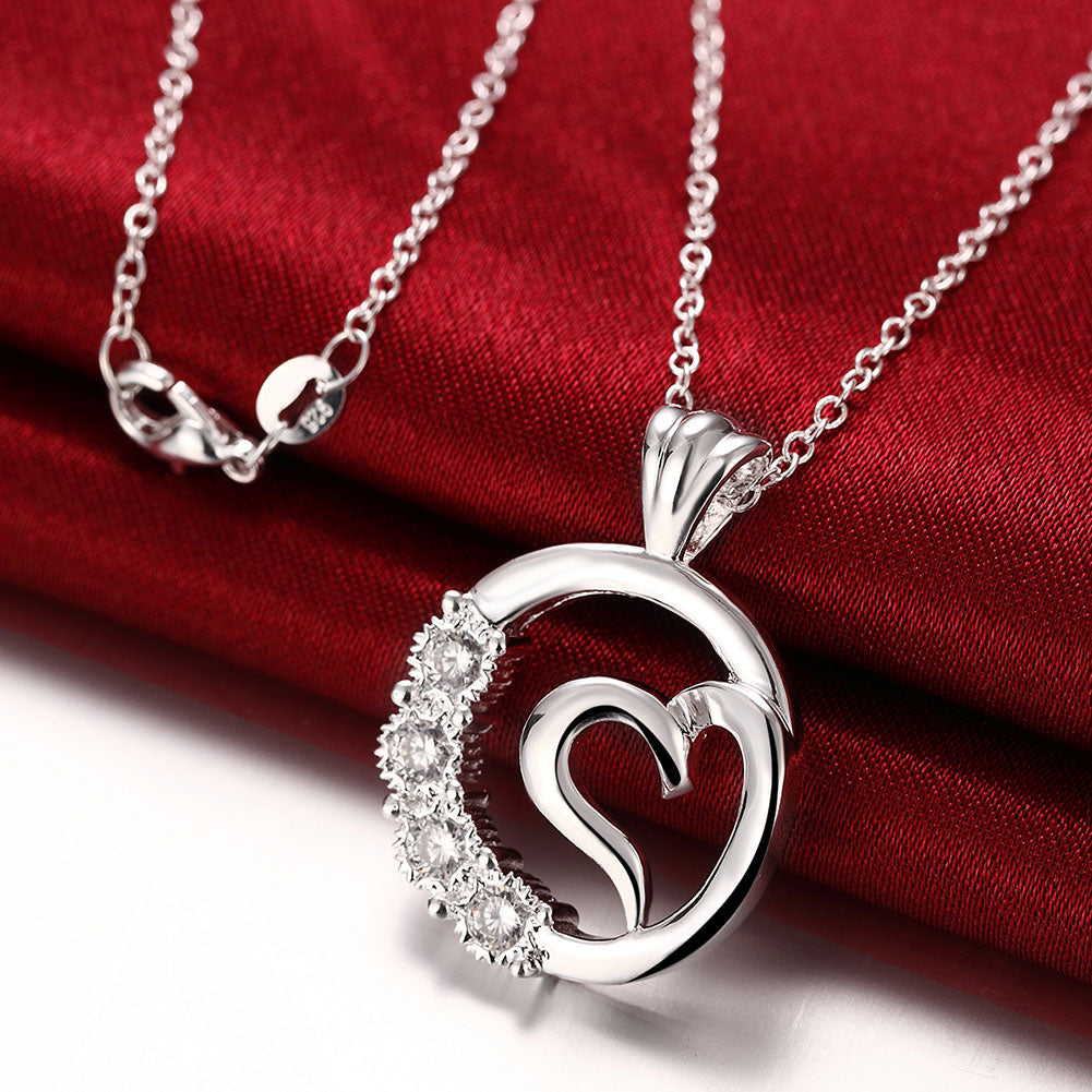 Curved Heart Pendant Swarovski Elements Necklace in 18K White Gold, Necklaces, Golden NYC Jewelry, Golden NYC Jewelry jewelryjewelry deals, swarovski crystal jewelry, groupon jewelry,, jewelry for mom,
