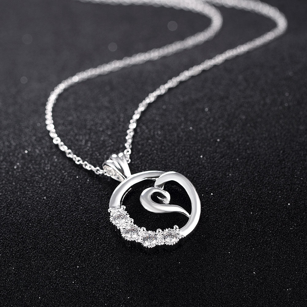 Curved Heart Pendant Swarovski Elements Necklace in 18K White Gold, Necklaces, Golden NYC Jewelry, Golden NYC Jewelry jewelryjewelry deals, swarovski crystal jewelry, groupon jewelry,, jewelry for mom,