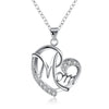 MOM Heart Necklace Embellished with Swarovski Crystals in 18K White Gold Plated
