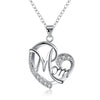 MOM Heart Necklace Embellished with Austrian Crystals in 18K White Gold Plated