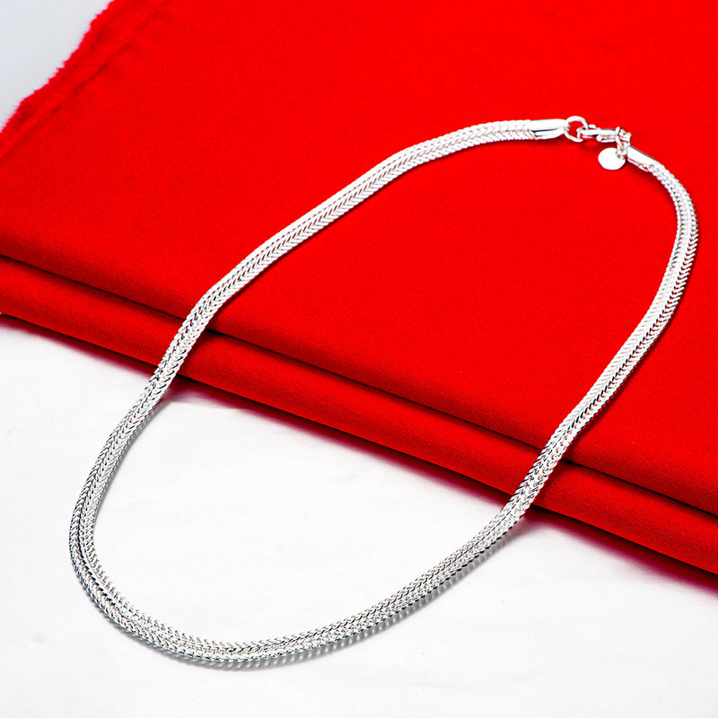 Omega Herringbone Necklace in 18K White Gold