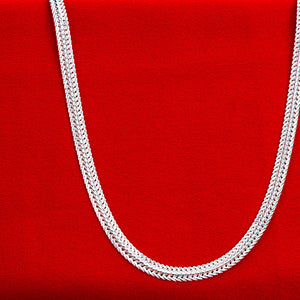 Omega Herringbone Necklace in 18K White Gold