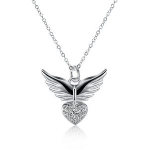 Guradian Angel Necklace in 18K White Gold Plated