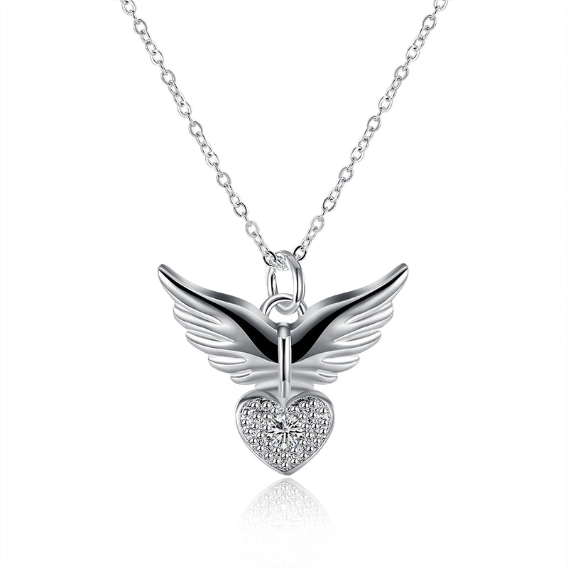 Guradian Angel Necklace in 18K White Gold Plated