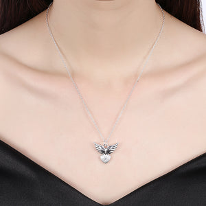 Guradian Angel Necklace in 18K White Gold Plated