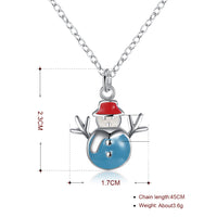 Snowman Christmas Inspired Necklace in 18K White Gold Plated