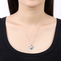 Snowman Christmas Inspired Necklace in 18K White Gold Plated