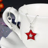Red Star Christmas Inspired Necklace in 18K White Gold Plated