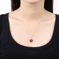 Red Star Christmas Inspired Necklace in 18K White Gold Plated