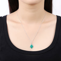 Tree Christmas Inspired Necklace in 18K White Gold Plated