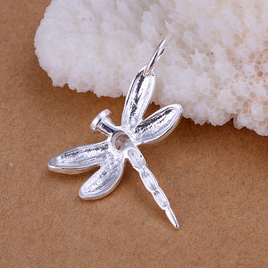 Dragonfly Necklace in 18K White Gold Plated