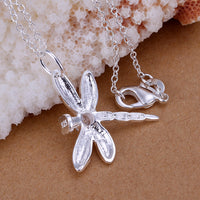 Dragonfly Necklace in 18K White Gold Plated