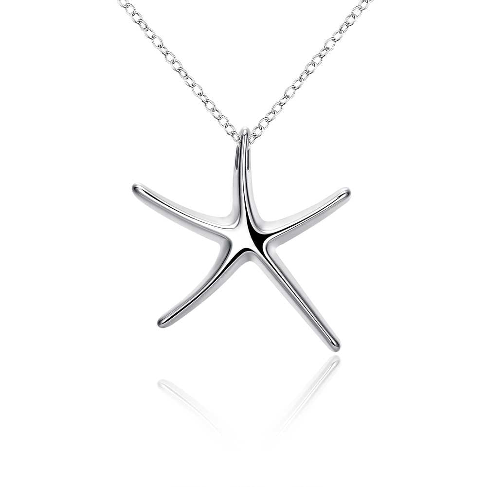 Starfish Necklace in 18K White Gold Plated