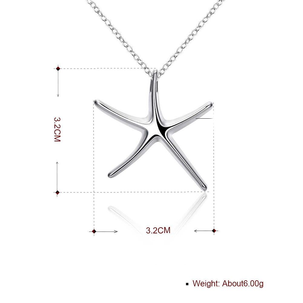 Starfish Necklace in 18K White Gold Plated