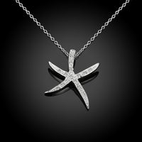 Starfish Pave Necklace in 18K White Gold Plated