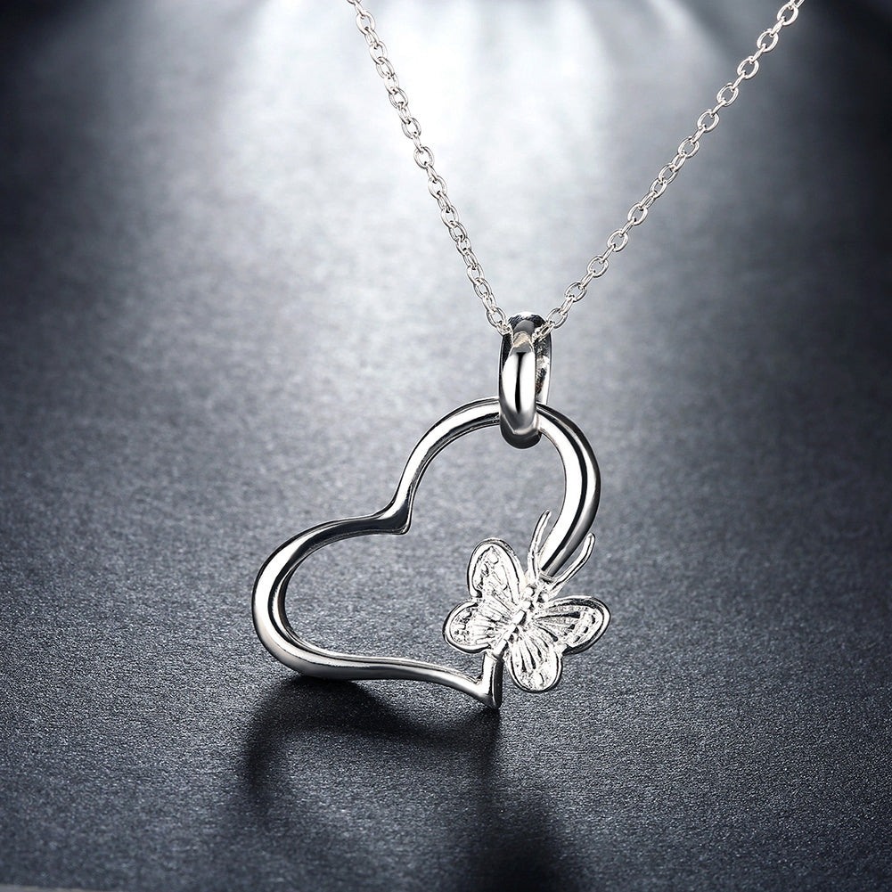 Butterfly Heart Necklace in 18K White Gold Plated, Necklace, Golden NYC Jewelry, Golden NYC Jewelry jewelryjewelry deals, swarovski crystal jewelry, groupon jewelry,, jewelry for mom,