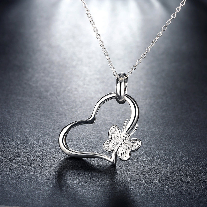 Butterfly Heart Necklace in 18K White Gold Plated, Necklace, Golden NYC Jewelry, Golden NYC Jewelry jewelryjewelry deals, swarovski crystal jewelry, groupon jewelry,, jewelry for mom,
