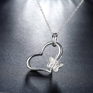 Butterfly Heart Necklace in 18K White Gold Plated, Necklace, Golden NYC Jewelry, Golden NYC Jewelry  jewelryjewelry deals, swarovski crystal jewelry, groupon jewelry,, jewelry for mom,