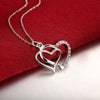 Double Heart Necklace in 18K White Gold Plated