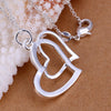 Double Heart Necklace in 18K White Gold Plated