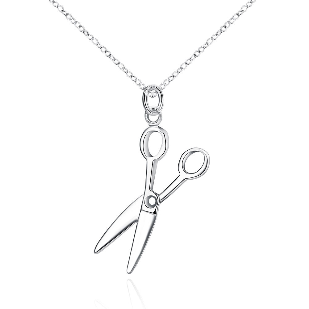 Scisor Necklace in 18K White Gold Plated