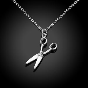 Scisor Necklace in 18K White Gold Plated