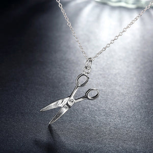 Scisor Necklace in 18K White Gold Plated