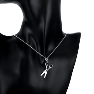 Scisor Necklace in 18K White Gold Plated