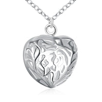 Filigree Heart Necklace in 18K White Gold Plated