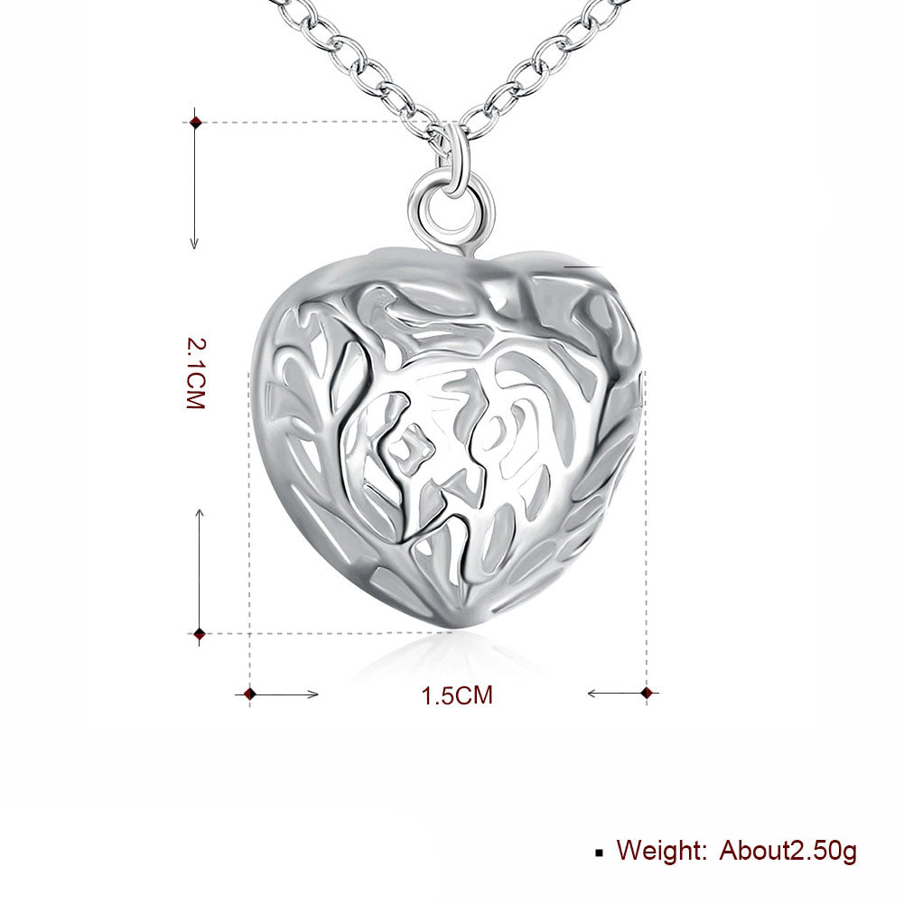 Filigree Heart Necklace in 18K White Gold Plated