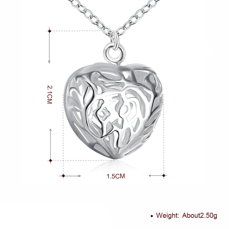 Filigree Heart Necklace in 18K White Gold Plated