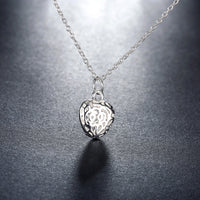 Filigree Heart Necklace in 18K White Gold Plated