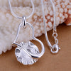 Heart with Coral Necklace in 18K White Gold Plated
