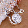 Heart with Coral Necklace in 18K White Gold Plated