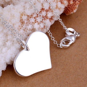 Symetrical Heart Necklace in 18K White Gold Plated