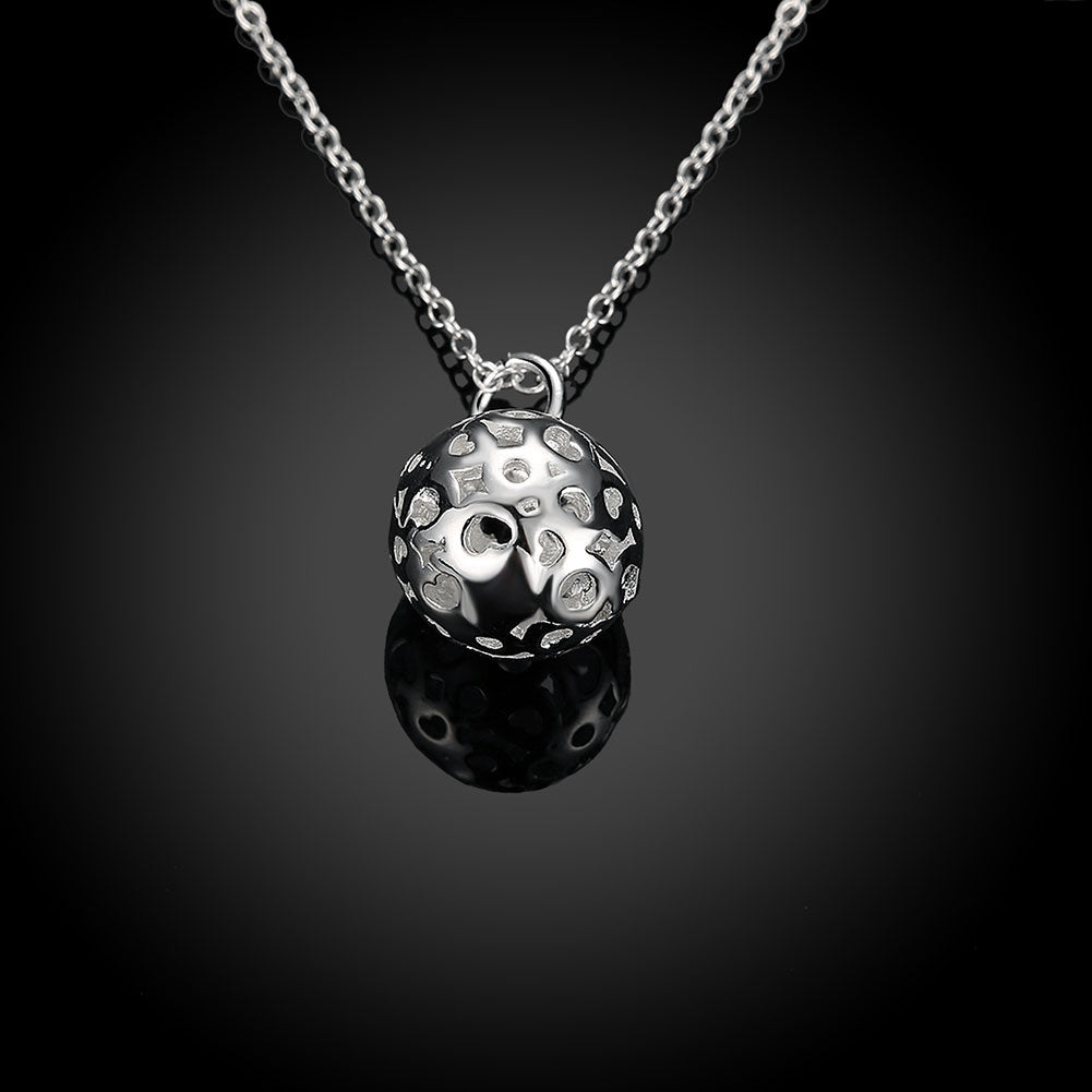 Filigree Ball Necklace in 18K White Gold Plated