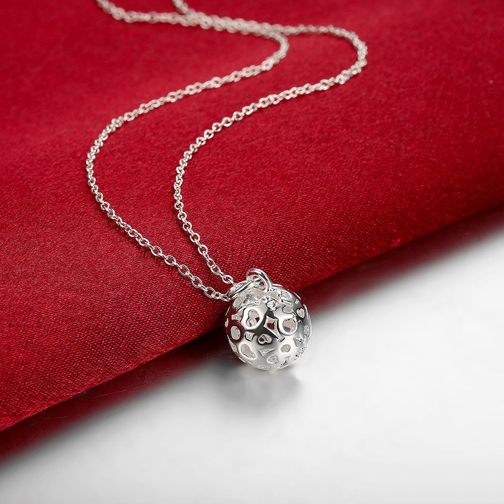 Filigree Ball Necklace in 18K White Gold Plated